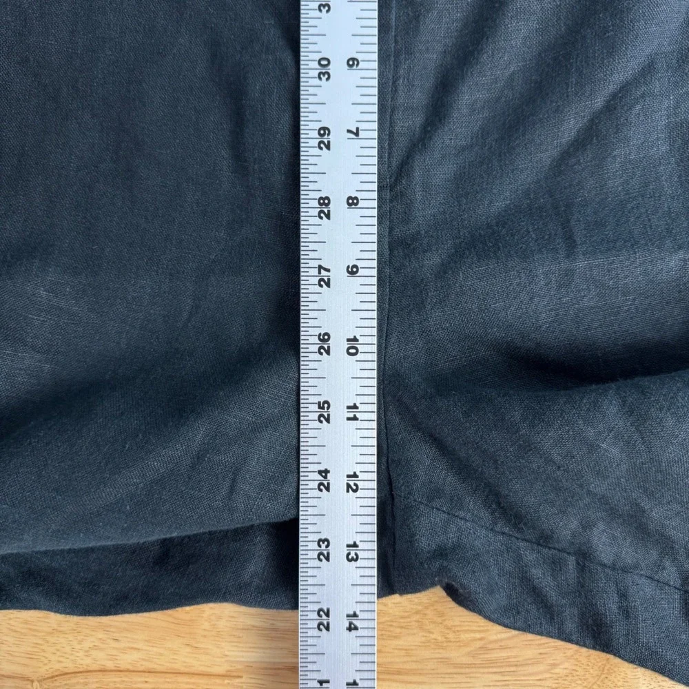 Banana Republic High Rise Slim Ankle Trousers Women 12 Black Linen Tapered Pants